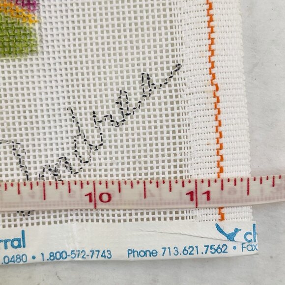 Hand Painted Needlework Canvas Signed Mell Andrea Abstract Landscape Design - Picture 3 of 4